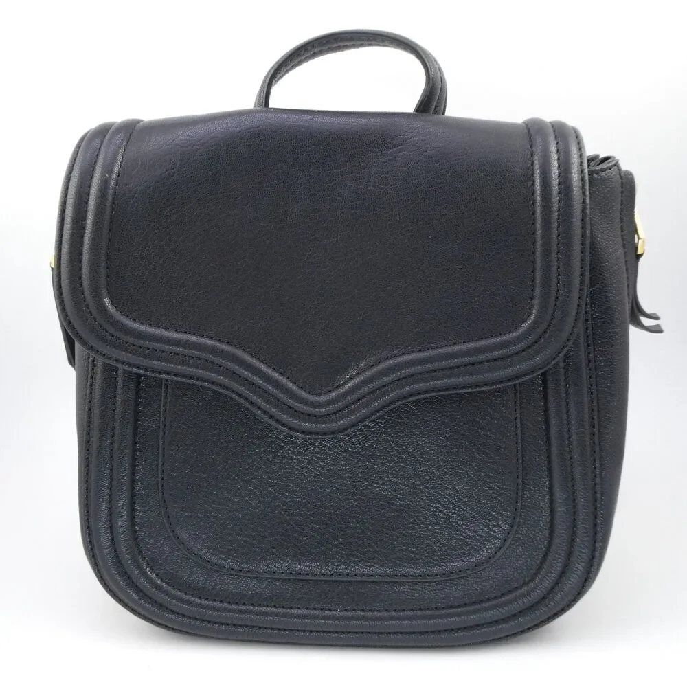 REBECCA MINKOFF Maia Medium Saddle Leather Shoulder Crossbody Bag Black $275